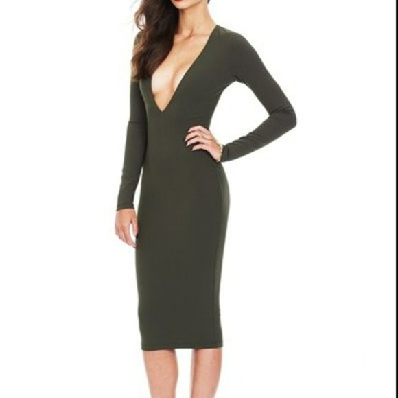 Nookie Dresses & Skirts - 🥳HOST PICK🥳Nookie olive green bombshell plunge v neck body con midi dress (8)